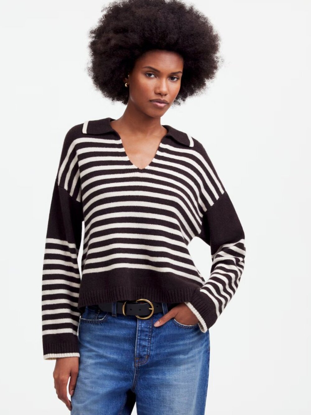 Madewell Cashmere-Wool Blend Polo Sweater